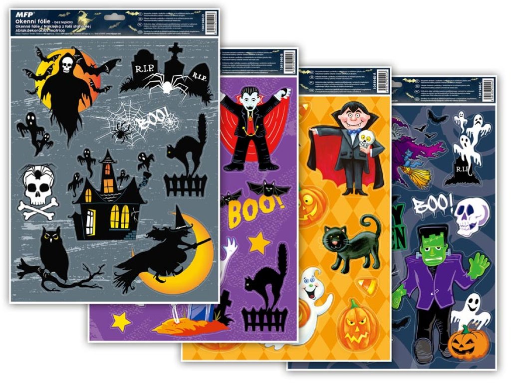 Ablakdekoráció csillámos, halloween HA001 30x42 cm