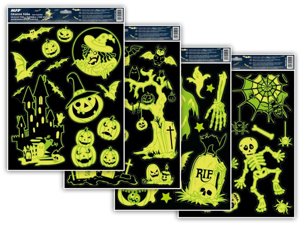 Ablakdekoráció, foszforeszkáló, halloween HA002 30x42 cm