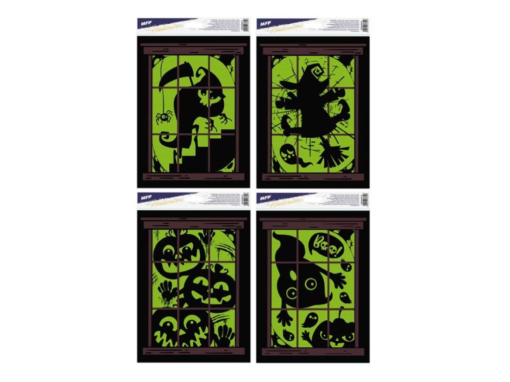 Ablakdekoráció, halloween HA007, foszforeszkáló 30x42 cm