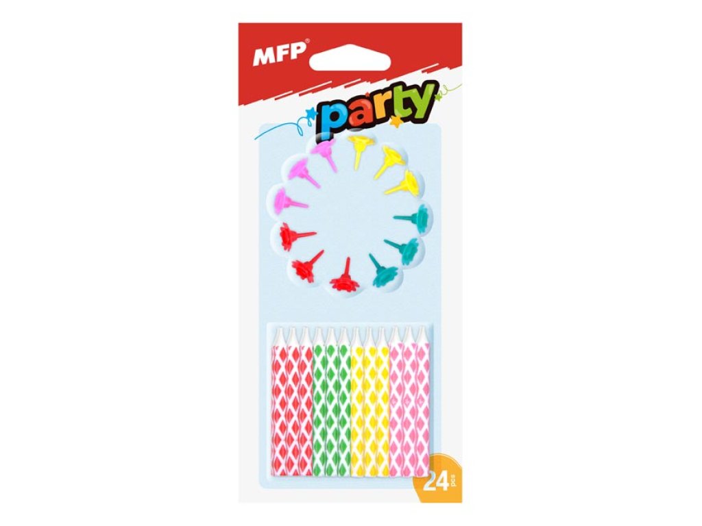 Tortagyertyák MFP színes 24db + 12db tartó
