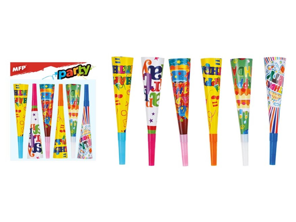 Trombita papír 6db 19cm mix ME121